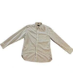 J.Crew White Navy Blue Checkered Long‎ Sleeve Collared Button Down Shirt Mens XL